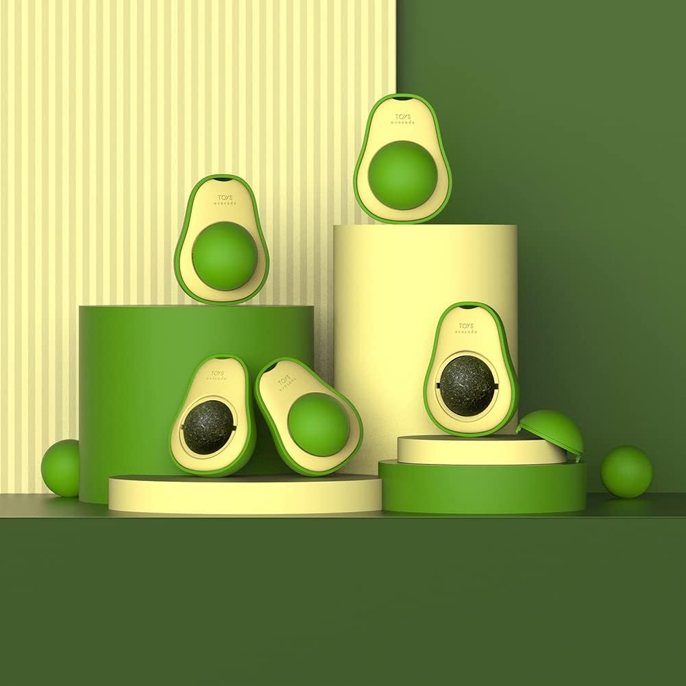 "Avocado Catnip Wall Ball Cat Toys Catnip, 2PCS Cute Avocado Shape Catnip Toys Rotatable Treats Toys for Indoor Cats "_4_image