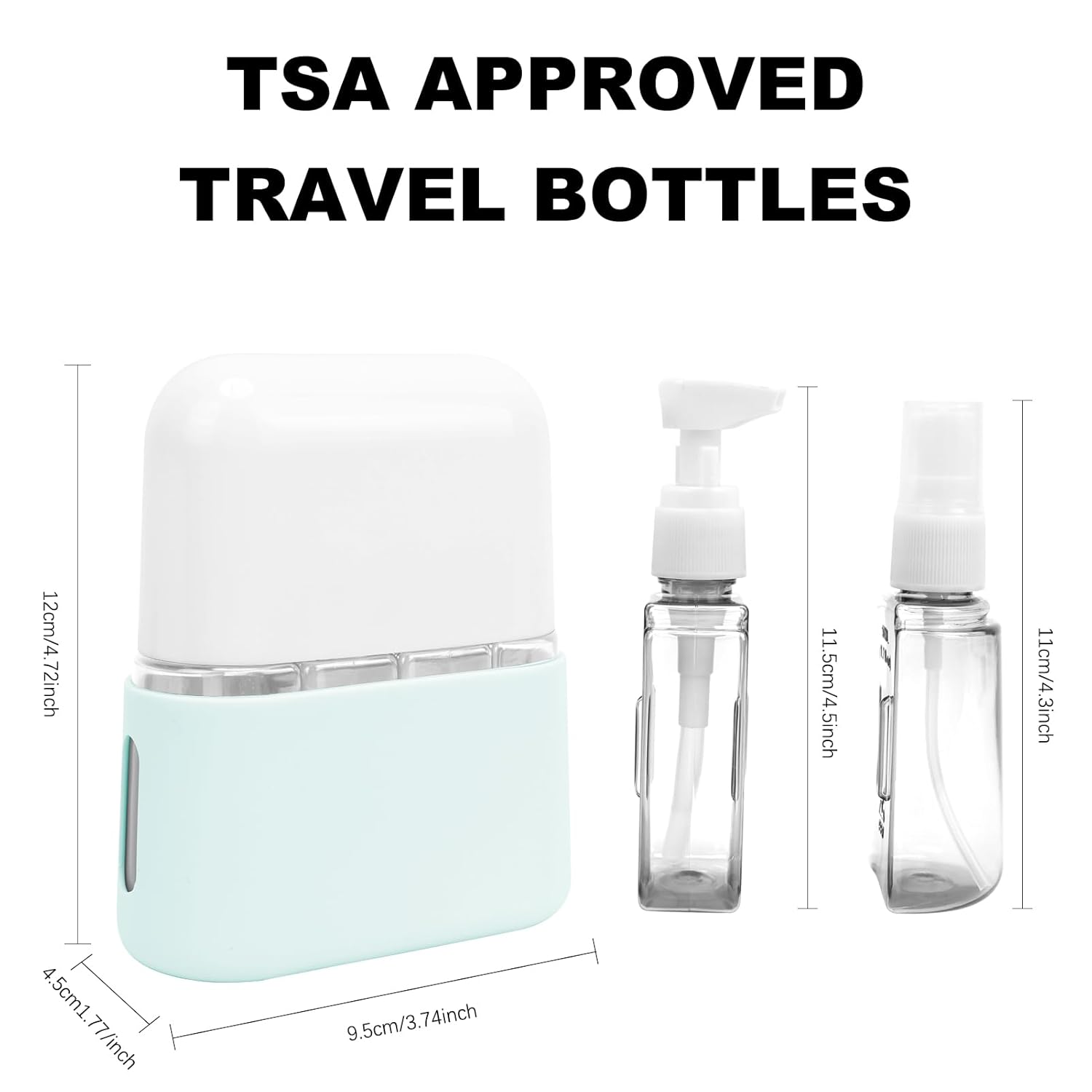 Skycase Travel Bottles - Leak Proof Refillable Tsa Approved Travel Size Toiletries, 4 in 1 Liquid Bottles Containers with Labels and Funnel Airplane Accessories Kits for Lotion Liquid (Blue)_3_image