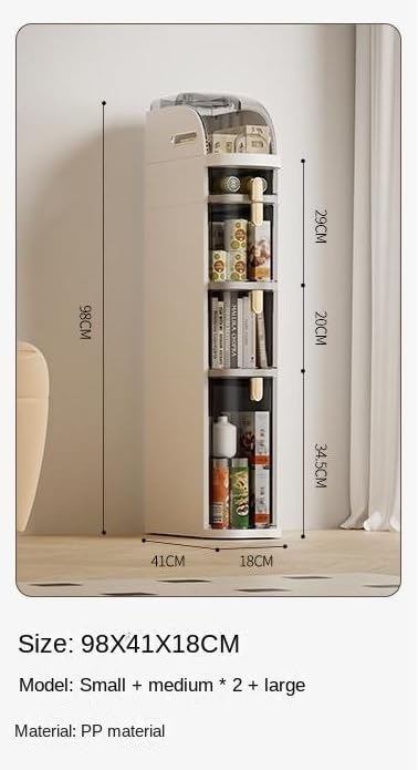 4 Tier Multi Layer Functional Drawer Storage Rack Cabinet, Living Room, Kitchen, Bedroom, Tissue Box Organizer (1 Pc) 18 L x41W x 98 H CM Beige And Gold_2_image