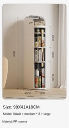 4 Tier Multi Layer Functional Drawer Storage Rack Cabinet, Living Room, Kitchen, Bedroom, Tissue Box Organizer (1 Pc) 18 L x41W x 98 H CM Beige And Gold_2_image