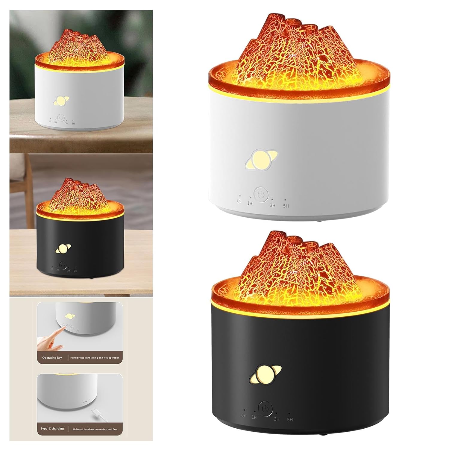 Flame Aroma Diffuser Essential Oil Diffuser for Tabletop Living Room Bedroom White_4_image