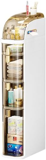 4 Tier Multi Layer Functional Drawer Storage Rack Cabinet, Living Room, Kitchen, Bedroom, Tissue Box Organizer (1 Pc) 18 L x41W x 98 H CM Beige And Gold_1_image