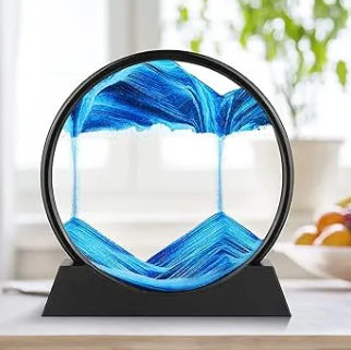 Sandscape Painting - Sand Clock - Moving Sand Art - Hourglass Sand Timer - 3D Moving Sand Mountain Lamp with Metal Stand - Showpiece - Home Decoration_1_image