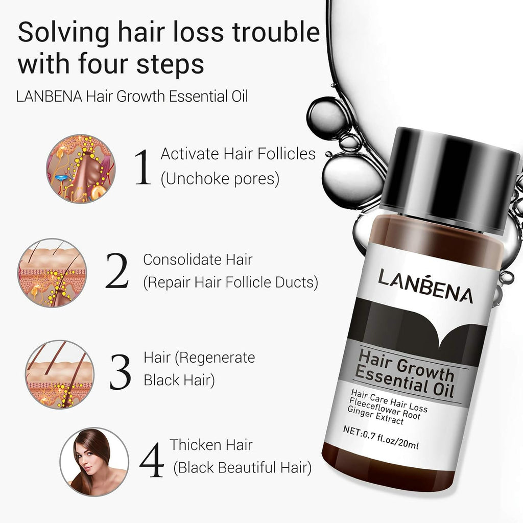 LANBENA Hair Growth Essencial Oil Organic Hair Growth Oils for Hair Thickening Hair Loss Treatment Thinning Hair Treatment Growing Hair (20ml)_3_image