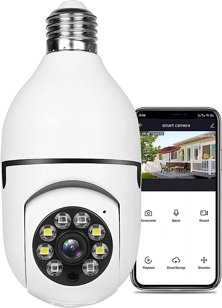 Wifi Security PTZ Camera 2MP 1080P HD IP Light Bulb Wireless Wifi Camera v380 pro app 360 Rotation Day and night full Colour HD Camera_0_image
