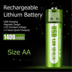 "AA USB Rechargeable Batteries 1.5V Li-ion 1400mWh Fast Charging 1000 Cycles 4-Pack "_3_image
