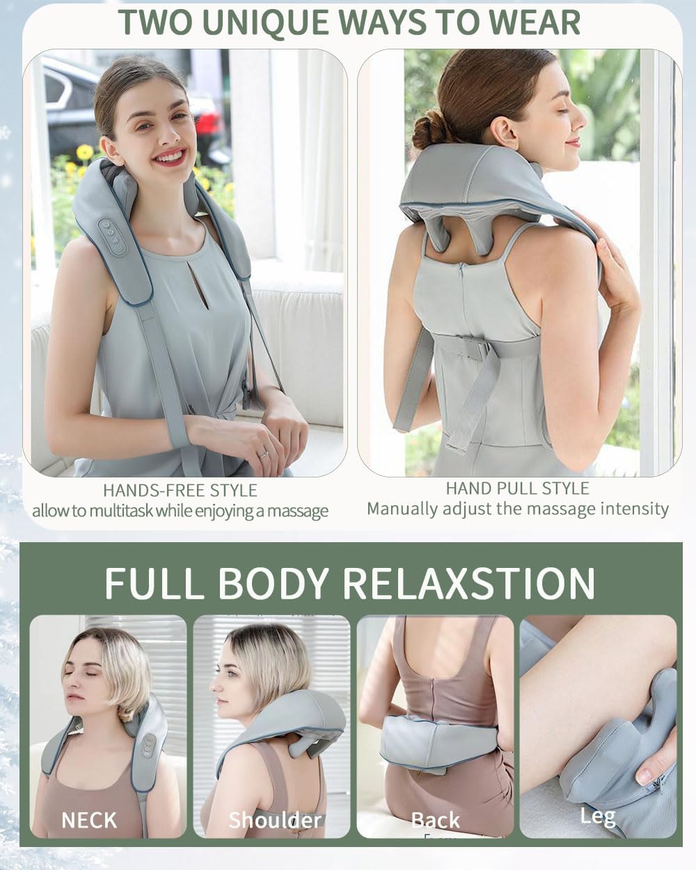 Deep Kneading Neck and Shoulder Massager with Heat - 5D Cordless Mini Shiatsu Neck Massager for Pain Relief Deep Tissue - Gifts for Men Women Stress Relax at Home Office and Car_1_image