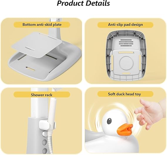 Calyrex Adjustable Baby Shower Stand, Baby Bath Stand with Adjustable Height, Safety Handle & Non-Slip Base, Foldable Compact Bathtub for Babies 6-36 Months_2_image