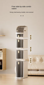 4 Tier Multi Layer Functional Drawer Storage Rack Cabinet, Living Room, Kitchen, Bedroom, Tissue Box Organizer (1 Pc) 18 L x41W x 98 H CM Beige And Gold_3_image