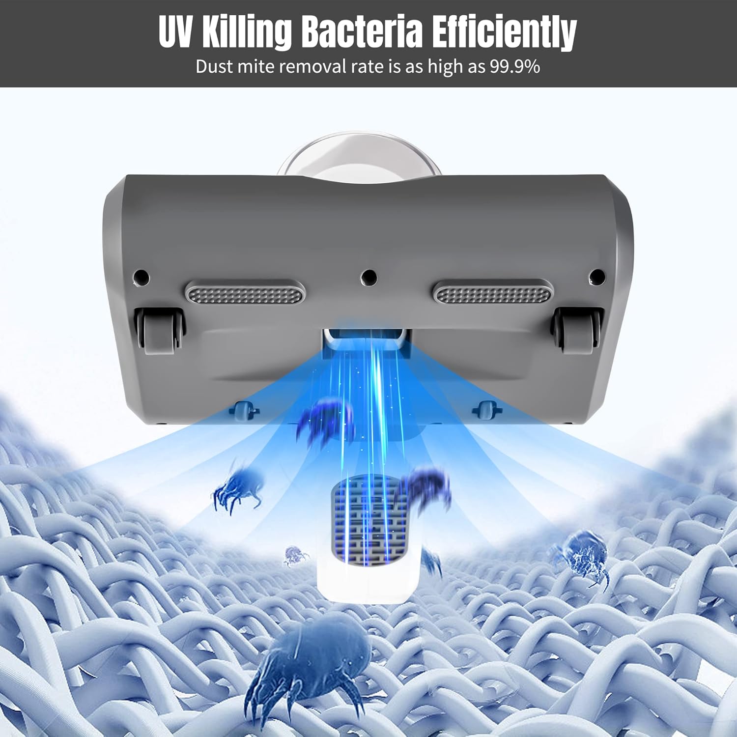 Mattress Vacuum Cleaner, UV Handheld Bed Vacuum Cleaner with 10kpa Strong Suction, Dust Removal Vacuum Cleaner Effectively Clean Up for Mattresses, Sofas, Carpets, Car_2_image