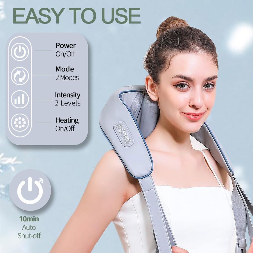 Deep Kneading Neck and Shoulder Massager with Heat - 5D Cordless Mini Shiatsu Neck Massager for Pain Relief Deep Tissue - Gifts for Men Women Stress Relax at Home Office and Car_2_image