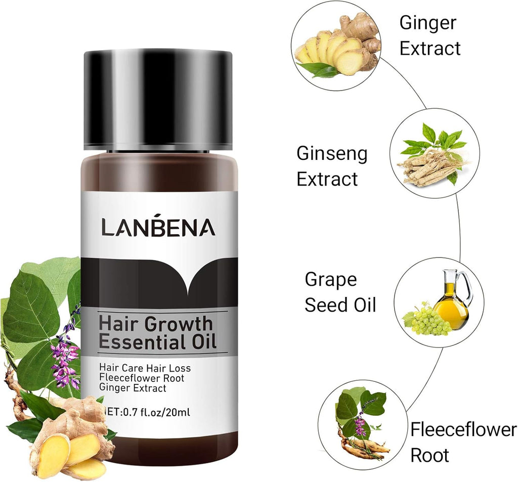 LANBENA Hair Growth Essencial Oil Organic Hair Growth Oils for Hair Thickening Hair Loss Treatment Thinning Hair Treatment Growing Hair (20ml)_0_image