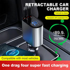 120W 4 IN 1 Retractable Car Charger Fast Charge Cord Cigarette Lighter Adapter_7_image