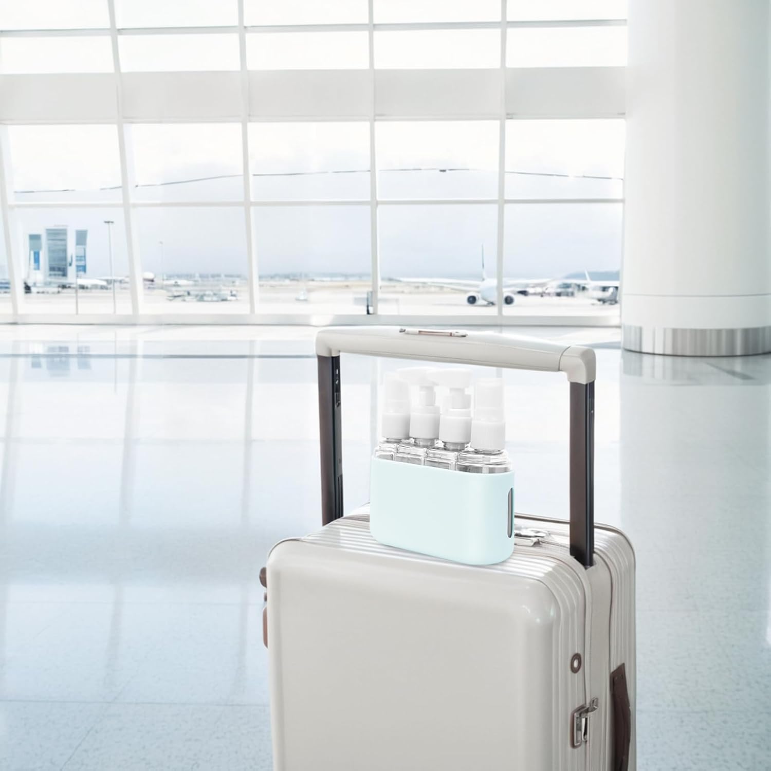 Skycase Travel Bottles - Leak Proof Refillable Tsa Approved Travel Size Toiletries, 4 in 1 Liquid Bottles Containers with Labels and Funnel Airplane Accessories Kits for Lotion Liquid (Blue)_4_image