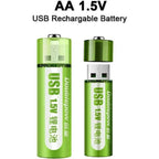 "AA USB Rechargeable Batteries 1.5V Li-ion 1400mWh Fast Charging 1000 Cycles 4-Pack "_6_image