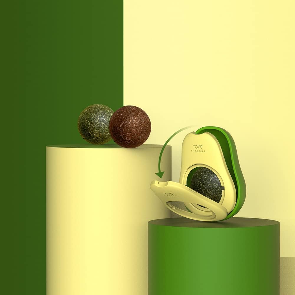 "Avocado Catnip Wall Ball Cat Toys Catnip, 2PCS Cute Avocado Shape Catnip Toys Rotatable Treats Toys for Indoor Cats "_3_image