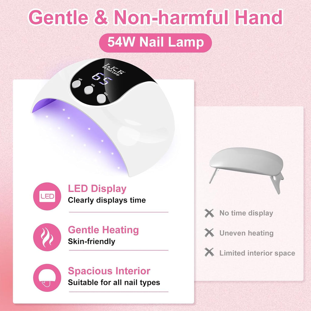 "UV Light for Gel Nails, LKE 54W UV LED Nail Lamp with 18 Beads 3 Timer Setting & Auto Sensor Nail Dryer for Gel Polish Polygel Fast Curing Manicure Professional Nail Dryer Home Salon Nail Tools "_3_image
