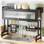 2-Tier Dish Drainer,Over The Sink Drying Rack, with Cutting Board Holder, Large for Kitchen Counter 75x30x80cm_0_image