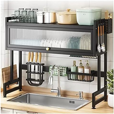 2-Tier Dish Drainer,Over The Sink Drying Rack, with Cutting Board Holder, Large for Kitchen Counter 75x30x80cm_0_image