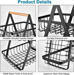 "2-3 Tier Countertop Fruit Storage Basket, Vegetable Rack Bread Display Stand for Kitchen, Black "_5_image