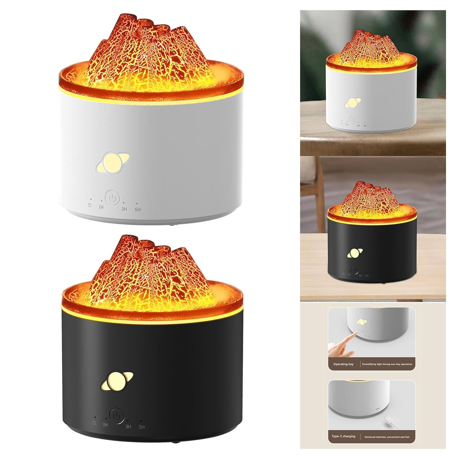 Flame Aroma Diffuser Essential Oil Diffuser for Tabletop Living Room Bedroom White_0_image