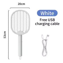 "White Foldable Electric Mosquito Swatter UV Light Mosquito Killer USB Charging Protection Net Does Not Hurt Simple And Portable "_6_image
