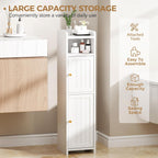 BEWISHOME Small Bathroom Cabinet, Bathroom Storage Cabinet with Adjustable Shelves & 2 Doors, Narrow Toilet Paper Cabinets, 7.9 x 7.9 x 31.5 Inches, for Small Spaces, White YYG03W_6_image