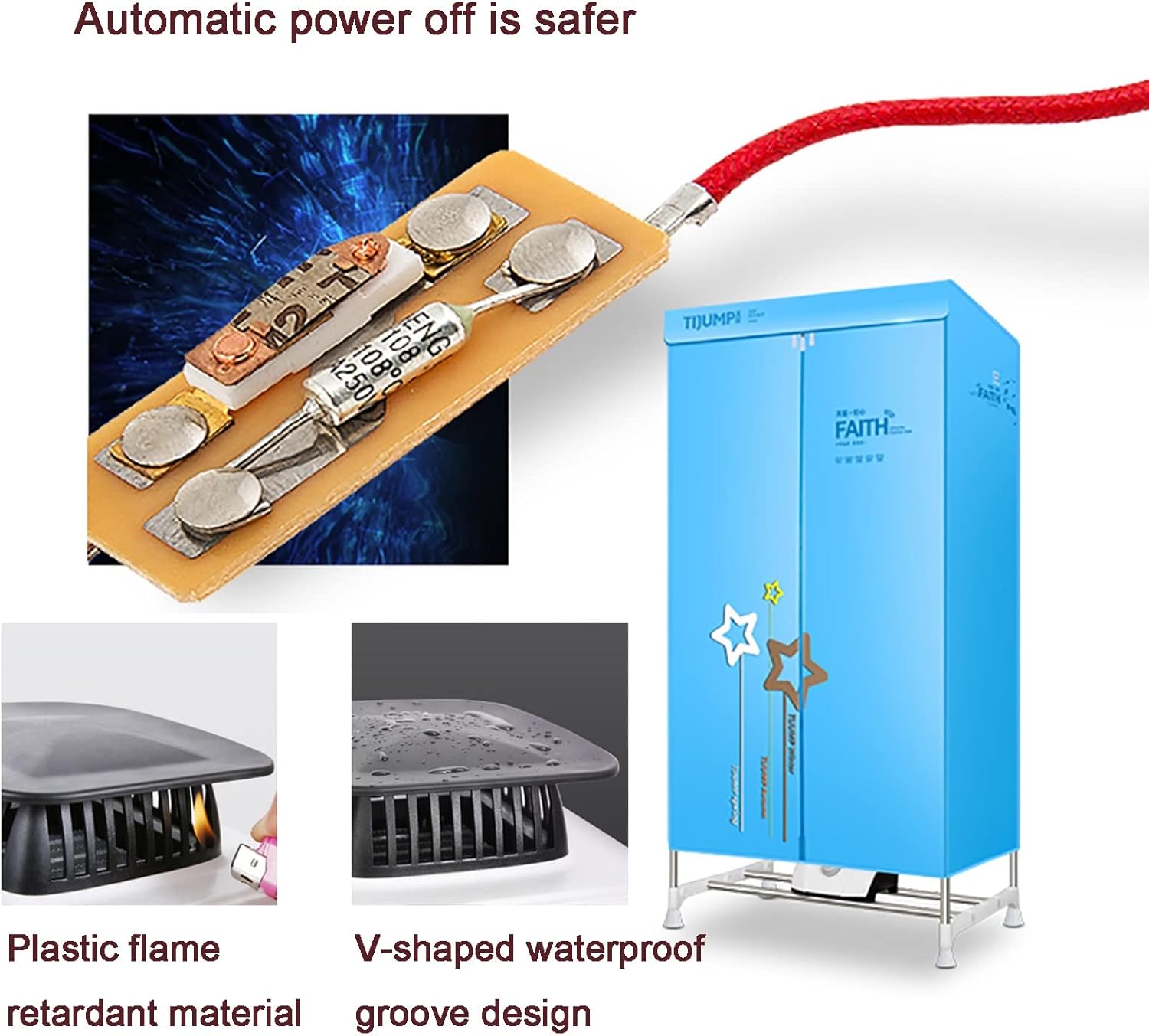 Electric Portable Clothes Airer Dryer 1000W Heated Laundry Drying Rack Machine Large Capacity 15kg Double Layer Dryer Energy Efficient, Low Energy, Stainless Steel, For Living Room,Apartment_0_image