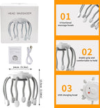 Azonee Hair Scalp Massager with 8 Vibrating Contacts, Rechargeable Portable Head Massager for Pain and Anxiety Relief, Stress Relax, Tension, Relaxation, Deep Sleep, Multidimensional relaxation, White_1_image