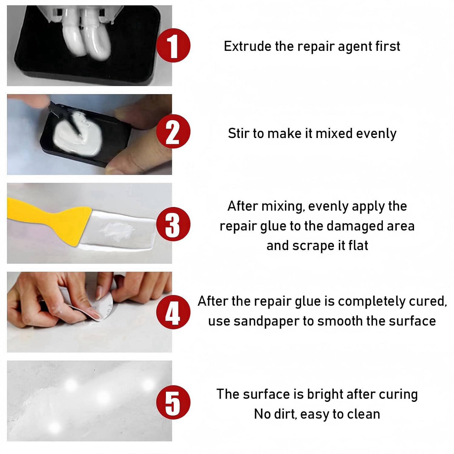 Ceramic Tile Repair Paste Ceramic Tile Repair Small Holes Ceramic Tile Repair Kit AB Mix Paste Tile Adhesive Porcelain Sink Repair Kit White_0_image