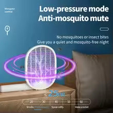 "White Foldable Electric Mosquito Swatter UV Light Mosquito Killer USB Charging Protection Net Does Not Hurt Simple And Portable "_0_image