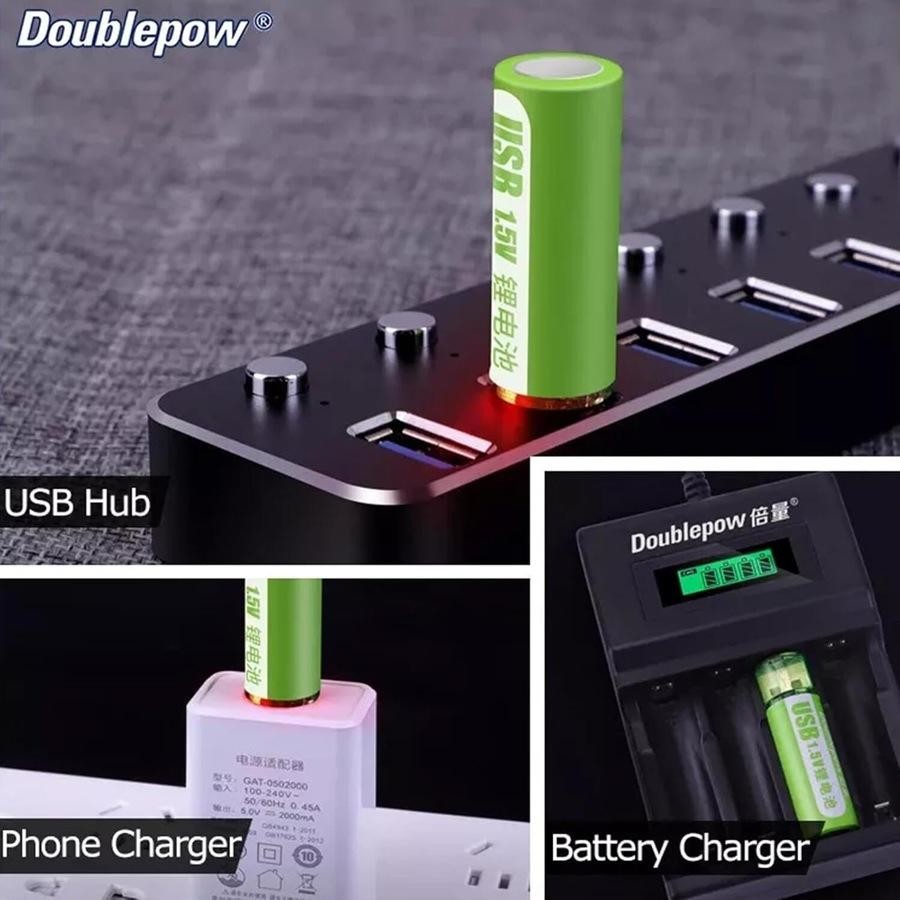 "AA USB Rechargeable Batteries 1.5V Li-ion 1400mWh Fast Charging 1000 Cycles 4-Pack "_7_image