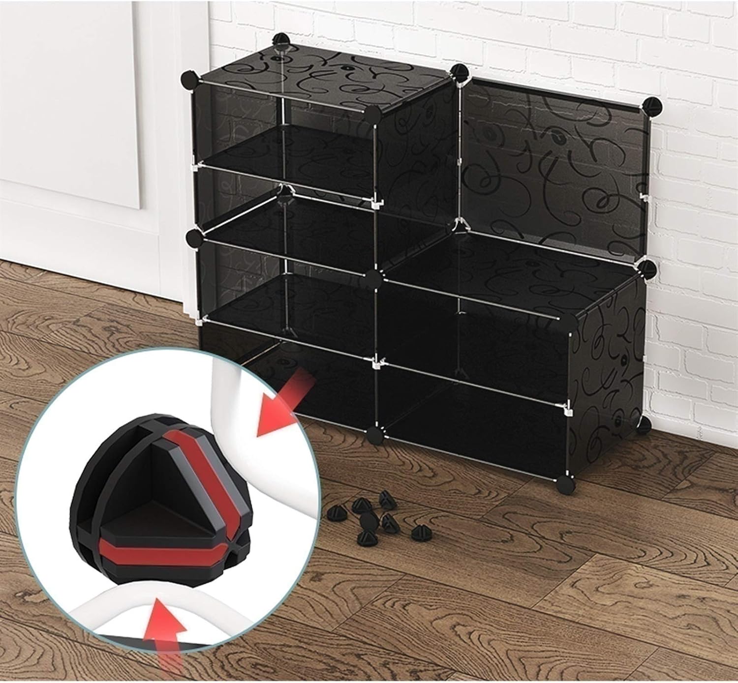 Shoe Rack,2 Columns 7 Tier Plastic Withdoor Removable Storage 28 Pairs of Shoes Dormitory Living Room Black 85X32X127CM Happy_1_image