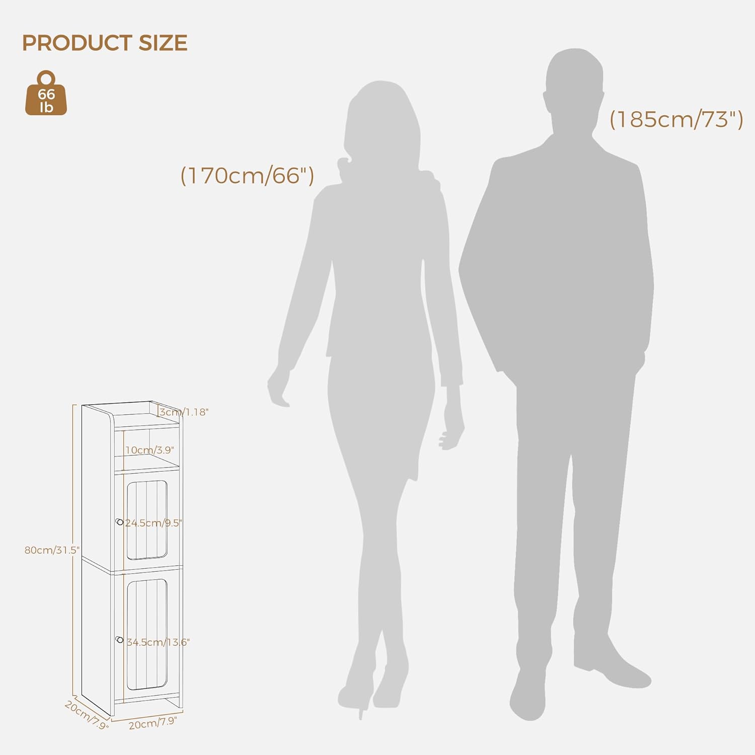 BEWISHOME Small Bathroom Cabinet, Bathroom Storage Cabinet with Adjustable Shelves & 2 Doors, Narrow Toilet Paper Cabinets, 7.9 x 7.9 x 31.5 Inches, for Small Spaces, White YYG03W_1_image