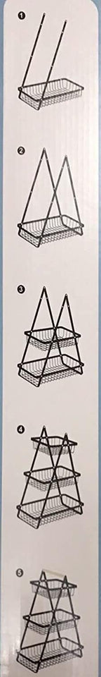 "2-3 Tier Countertop Fruit Storage Basket, Vegetable Rack Bread Display Stand for Kitchen, Black "_7_image