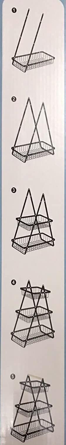 "2-3 Tier Countertop Fruit Storage Basket, Vegetable Rack Bread Display Stand for Kitchen, Black "_7_image
