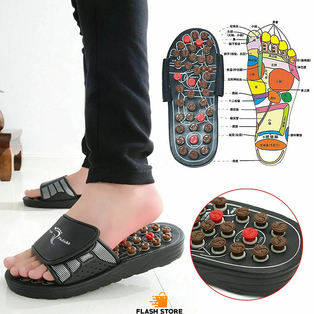 Japanese Rotating Health Massage Slippers with Dot Design, Featuring Acupressure Points for Foot Wellness, Open-Toe Non-Slip Massage Shoes That Relieve Foot Pain._0_image