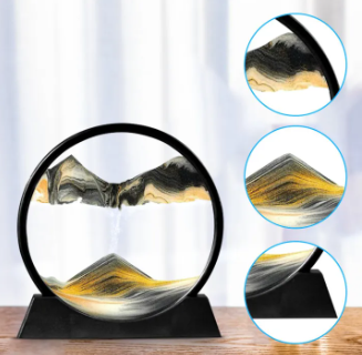 Sandscape Painting - Sand Clock - Moving Sand Art - Hourglass Sand Timer - 3D Moving Sand Mountain Lamp with Metal Stand - Showpiece - Home Decoration_4_image