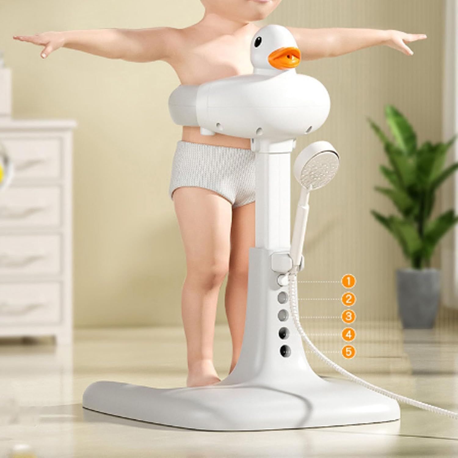 Calyrex Adjustable Baby Shower Stand, Baby Bath Stand with Adjustable Height, Safety Handle & Non-Slip Base, Foldable Compact Bathtub for Babies 6-36 Months_0_image