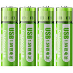 "AA USB Rechargeable Batteries 1.5V Li-ion 1400mWh Fast Charging 1000 Cycles 4-Pack "_0_image
