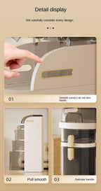 4 Tier Multi Layer Functional Drawer Storage Rack Cabinet, Living Room, Kitchen, Bedroom, Tissue Box Organizer (1 Pc) 18 L x41W x 98 H CM Beige And Gold_4_image