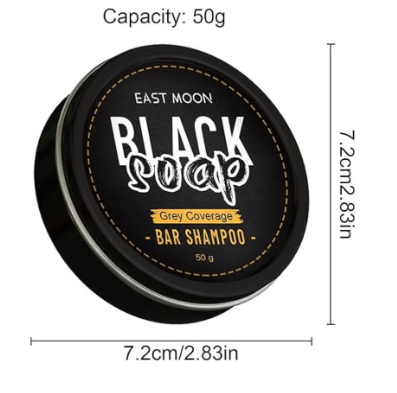 "Black Soap Grey Coverage Bar Shampoo 50g, hair darkening soap bar with botanical herbal extracts for hair growth and dye free solution to gray hair "_2_image