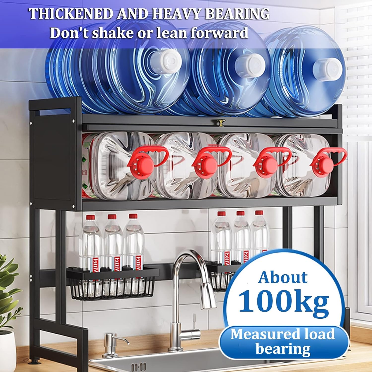2-Tier Dish Drainer,Over The Sink Drying Rack, with Cutting Board Holder, Large for Kitchen Counter 75x30x80cm_5_image