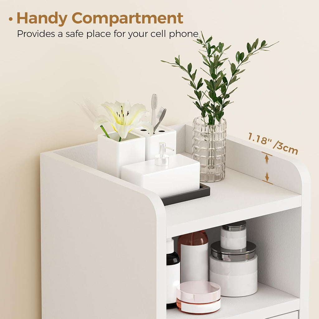 BEWISHOME Small Bathroom Cabinet, Bathroom Storage Cabinet with Adjustable Shelves & 2 Doors, Narrow Toilet Paper Cabinets, 7.9 x 7.9 x 31.5 Inches, for Small Spaces, White YYG03W_3_image