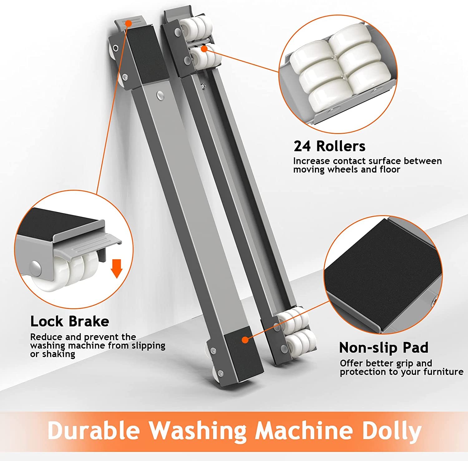 XIBO Adjustable Expandable Furniture Mover Lifter for Washer and Dryer Heavy Duty Base Appliance Rollers Pair Upgrade Move Tools Steel Appliance Trolley Furniture Mover Sliders (Multi Color)_3_image