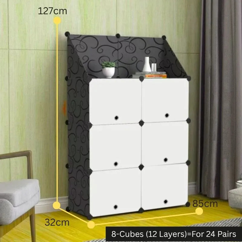 3/4/8/12 Layers Shoe Organizer Cabinet | Plastic Shoe Storage Rack | Single & Double Row Stylish Shoe Shelf_2_image