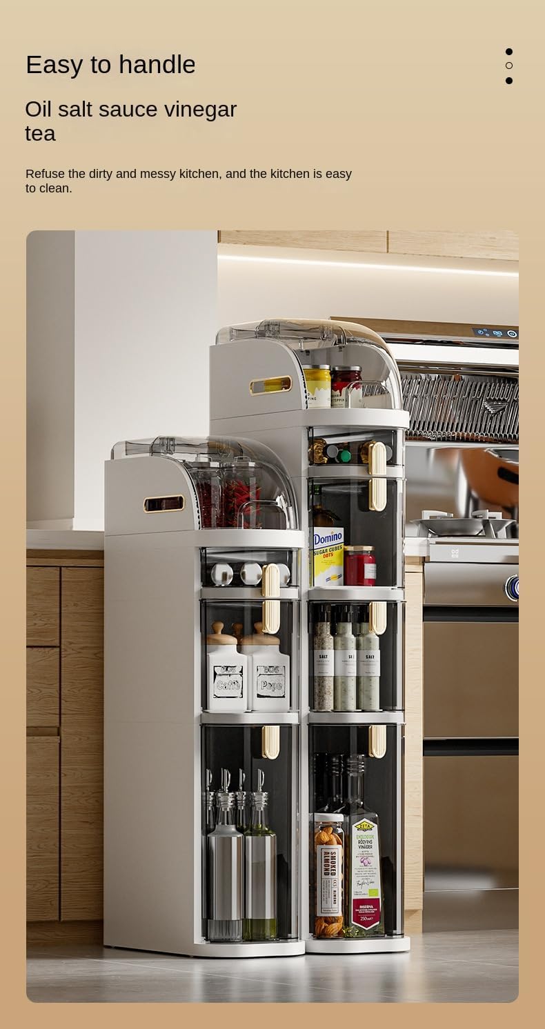 4 Tier Multi Layer Functional Drawer Storage Rack Cabinet, Living Room, Kitchen, Bedroom, Tissue Box Organizer (1 Pc) 18 L x41W x 98 H CM Beige And Gold_8_image